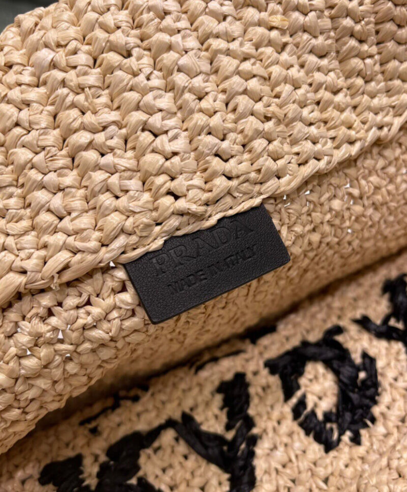 Prada Raffia Tote Bag Apricot