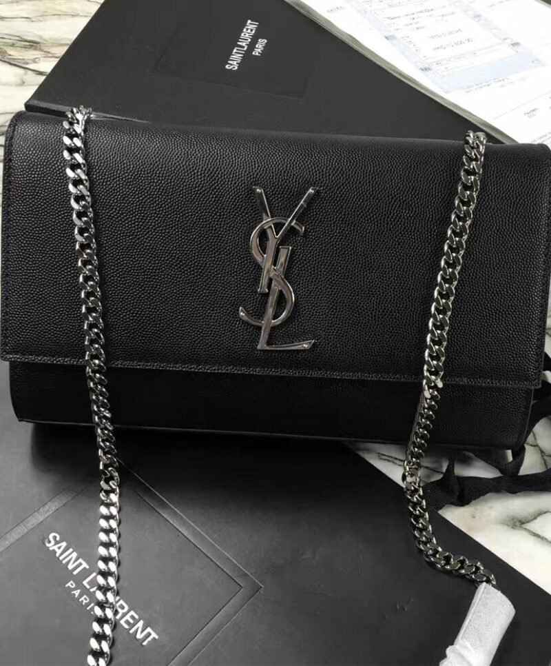 YSL Classic Medium KATE MONOGRAM SAINT LAURENT Satchel Black