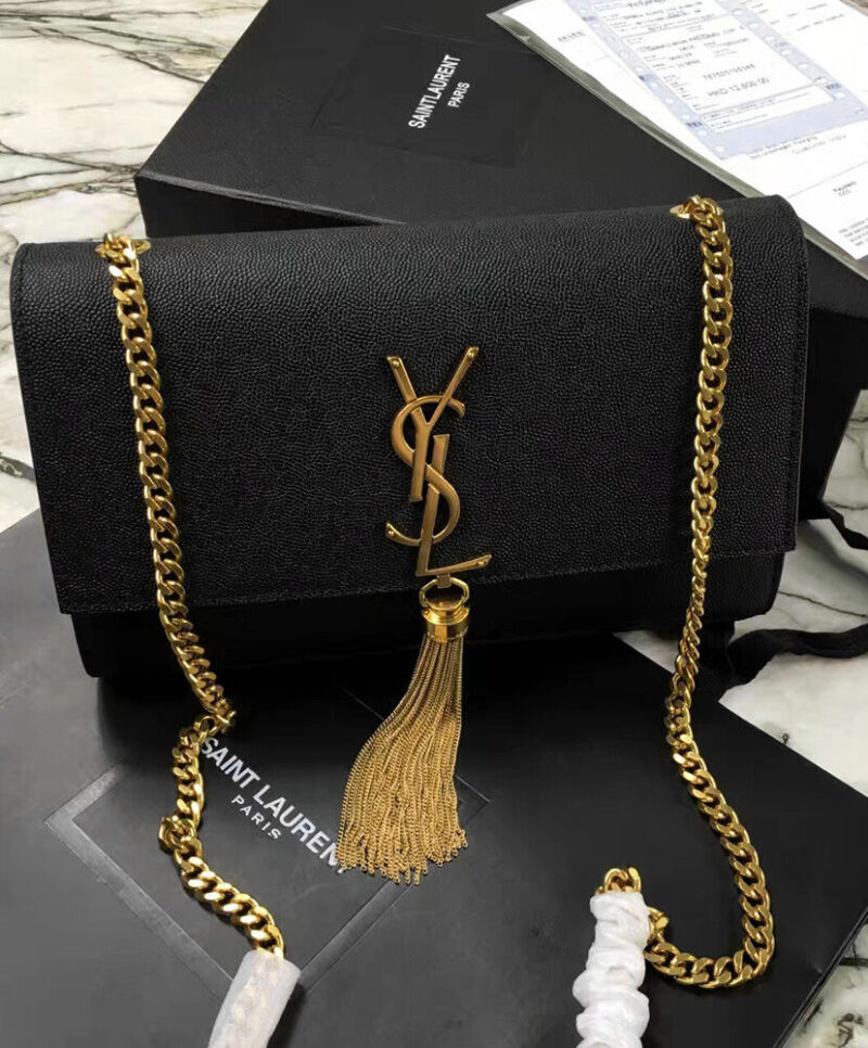 YSL Classic Medium Kate Monogram SAINT LAURENT Tassel Satchel Black