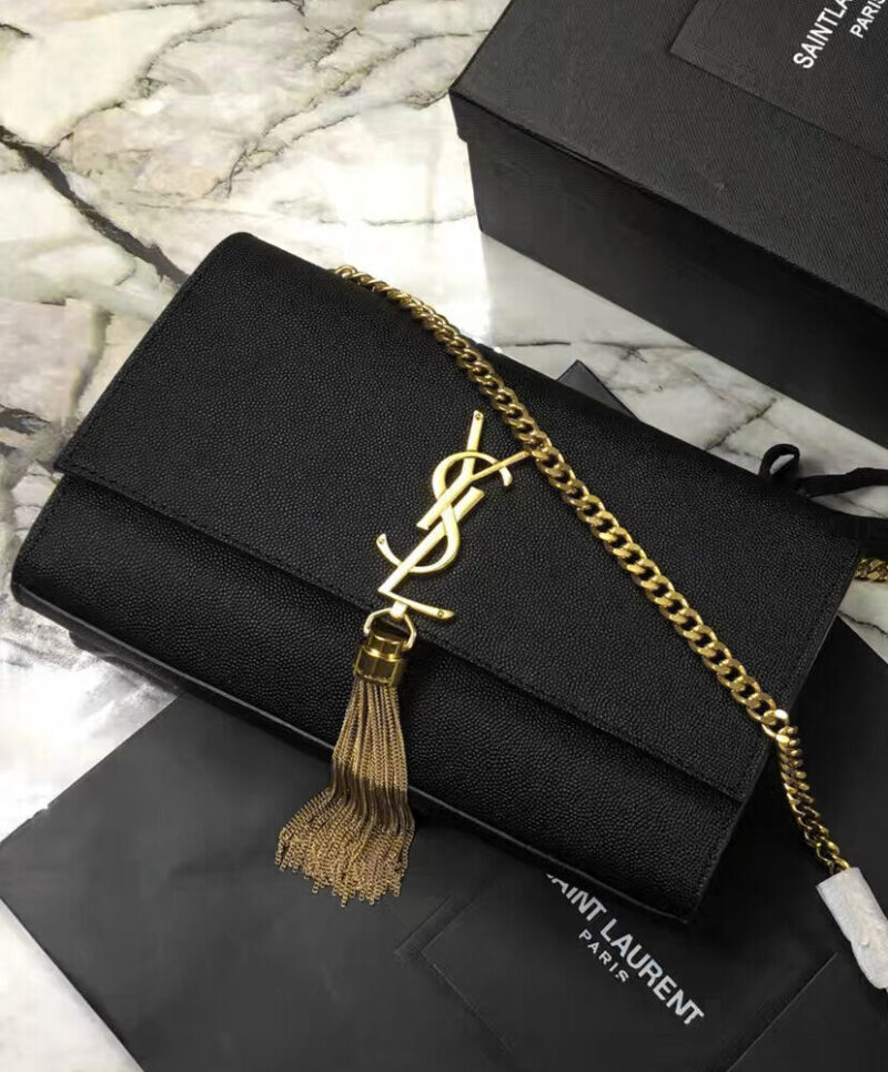 YSL Classic Medium Kate Monogram SAINT LAURENT Tassel Satchel Black