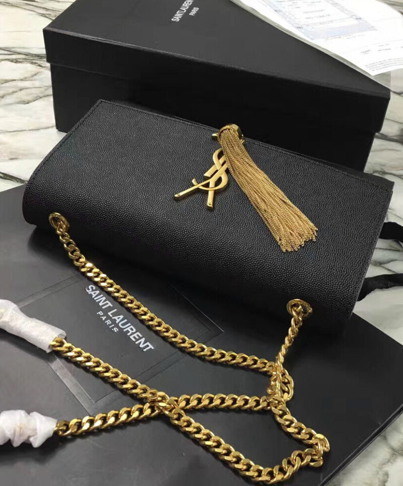 YSL Classic Medium Kate Monogram SAINT LAURENT Tassel Satchel Black