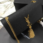 YSL Classic Medium Kate Monogram SAINT LAURENT Tassel Satchel Black