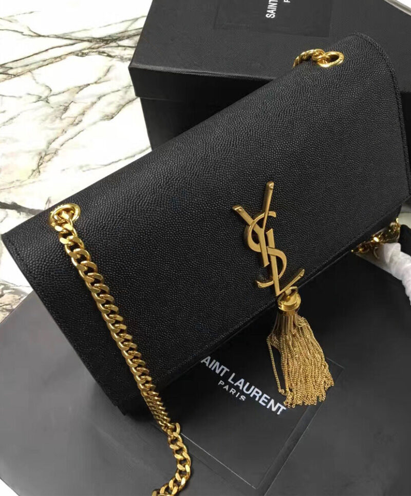 YSL Classic Medium Kate Monogram SAINT LAURENT Tassel Satchel Black