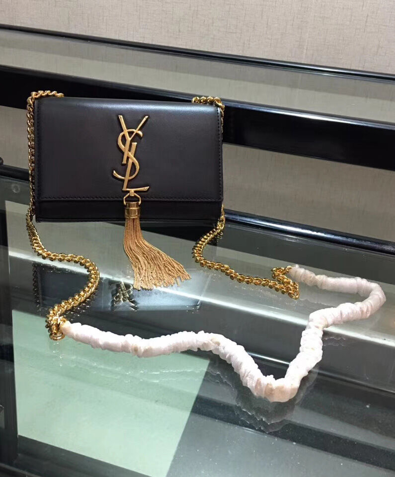 Saint Laurent Kate Monogram Ysl Small Tassel Shoulder Bag  Black
