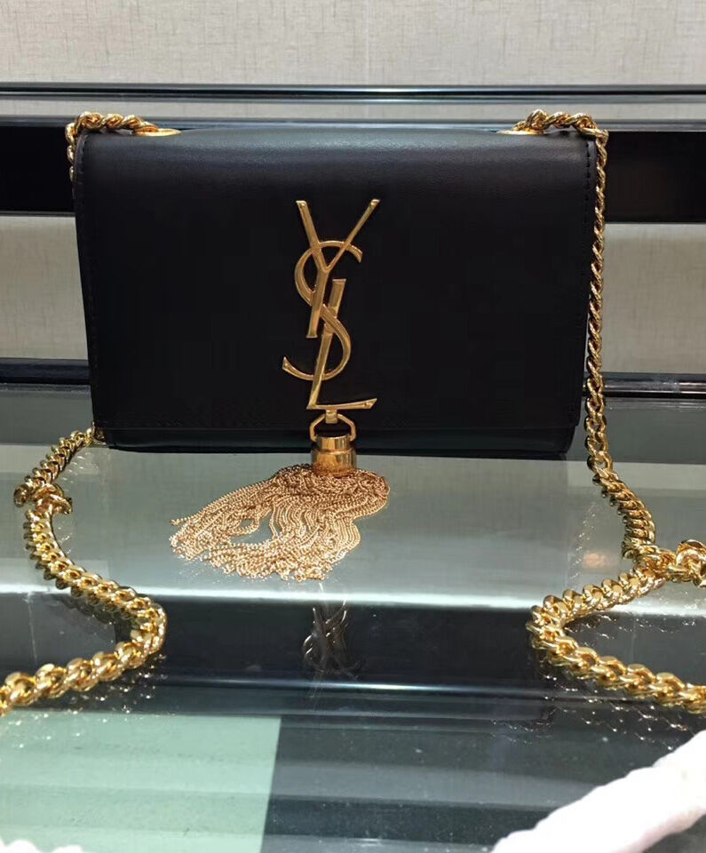 Saint Laurent Kate Monogram Ysl Small Tassel Shoulder Bag  Black