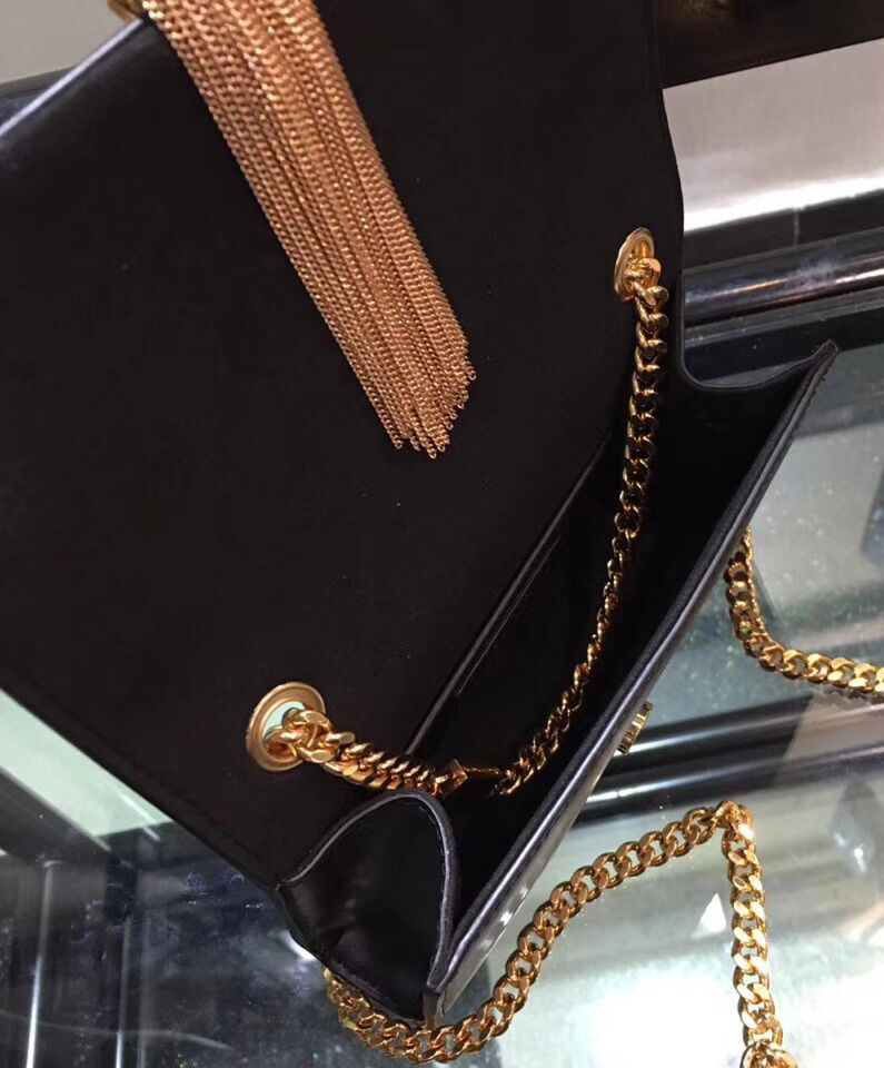 Saint Laurent Kate Monogram Ysl Small Tassel Shoulder Bag  Black