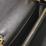 Saint Laurent Envelope Chain Wallet In Grain De Poudre Embossed Leather Black