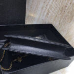 Saint Laurent Envelope Chain Wallet In Grain De Poudre Embossed Leather Black