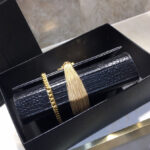 Saint Laurent Kate Small With Tassel In Embossed Crocodile Shiny Leather Black