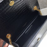 Saint Laurent Kate Small With Tassel In Embossed Crocodile Shiny Leather Black