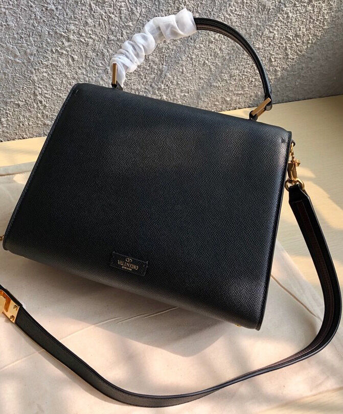 Valentino Garavani Vsling Grainy Calfskin Handbag Black