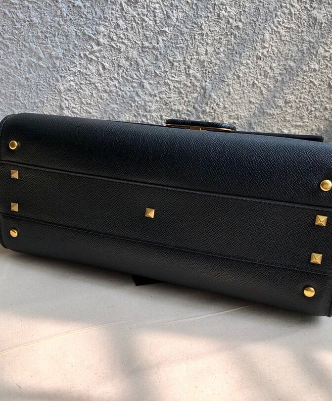 Valentino Garavani Vsling Grainy Calfskin Handbag Black