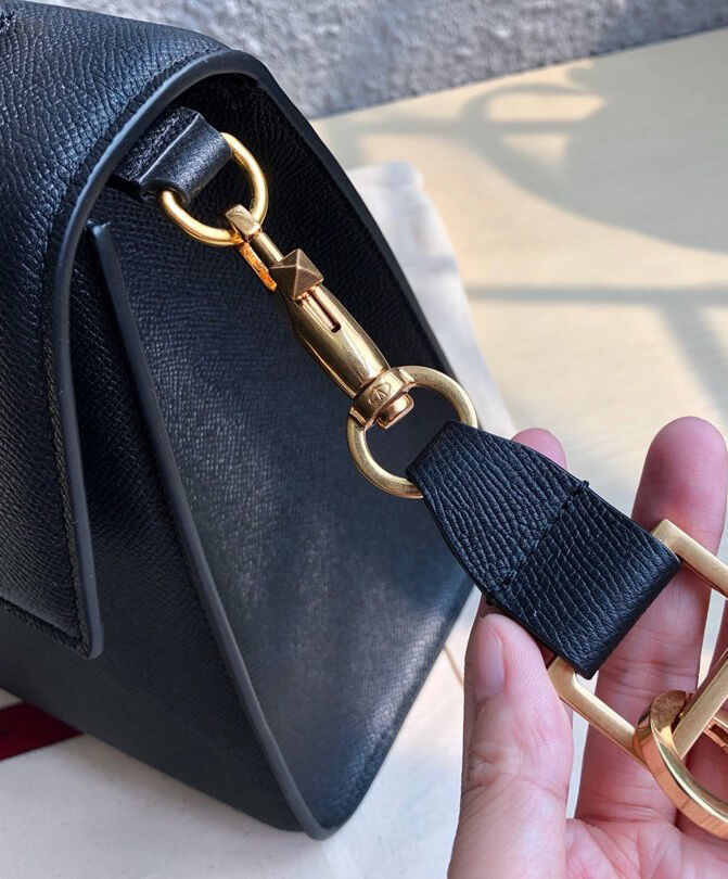Valentino Garavani Vsling Grainy Calfskin Handbag Black