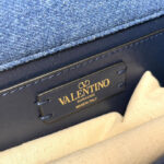 Valentino Small Loco Denim Shoulder Bag With Rhinestones Blue