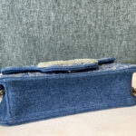 Valentino Small Loco Denim Shoulder Bag With Rhinestones Blue