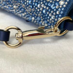 Valentino Small Loco Denim Shoulder Bag With Rhinestones Blue
