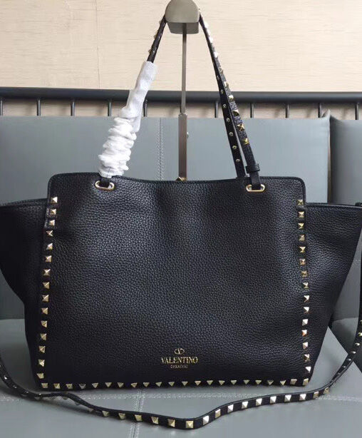 Valentino Large Rockstud Tote Black