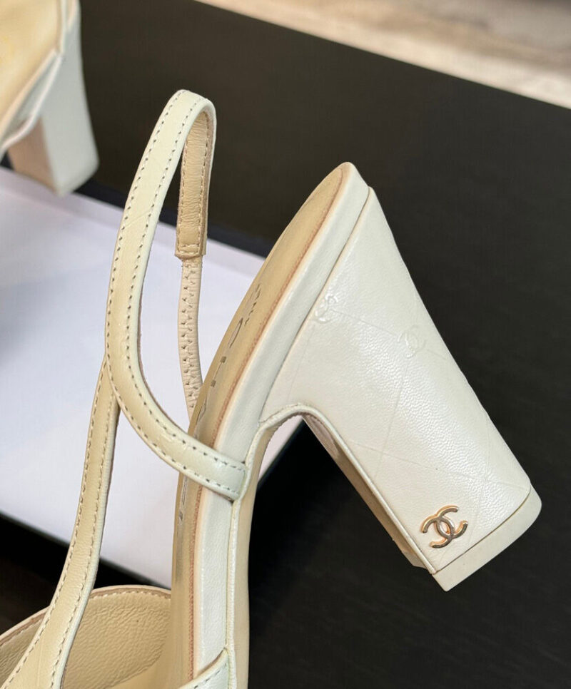Chanel Women's Slingbacks G45509 Cream