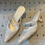 Christian Dior Women's Capture Heeled Mule Cream