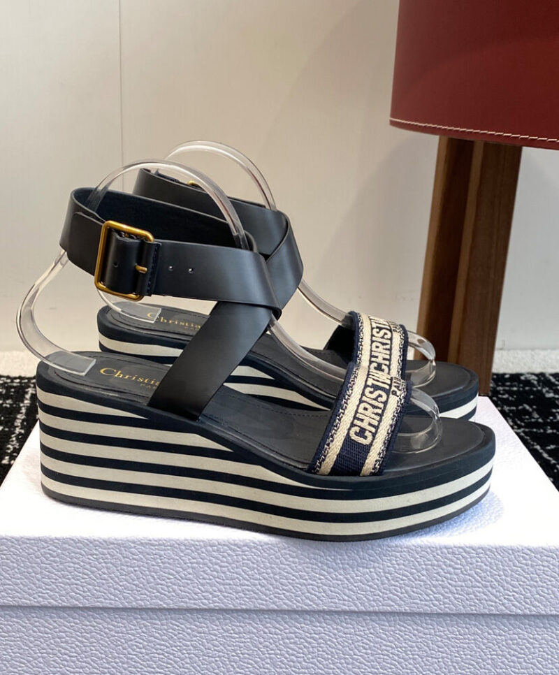 Christian Dior Women's Dway Wedge Sandal Dark Blue
