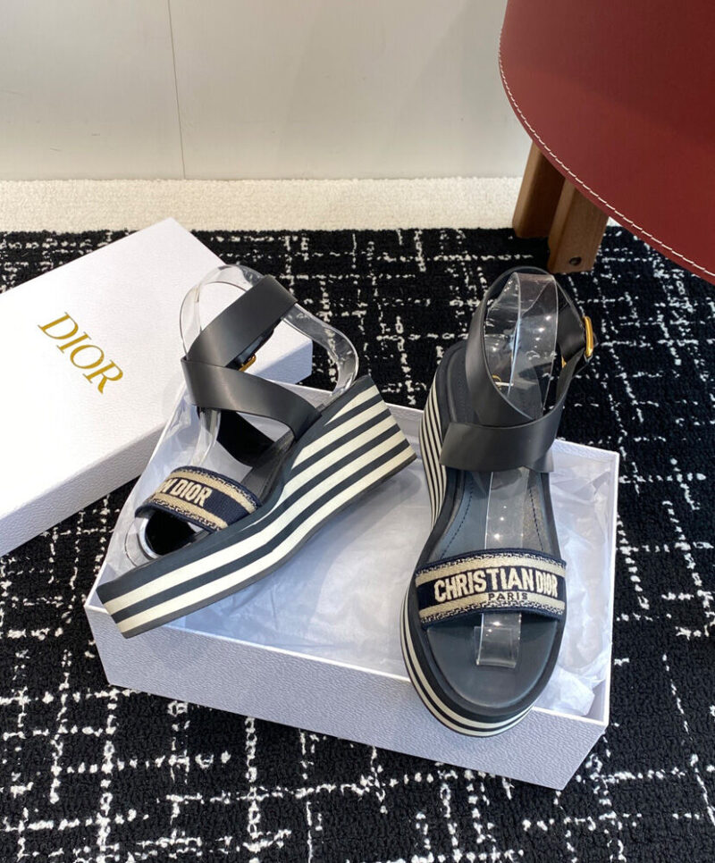Christian Dior Women's Dway Wedge Sandal Dark Blue