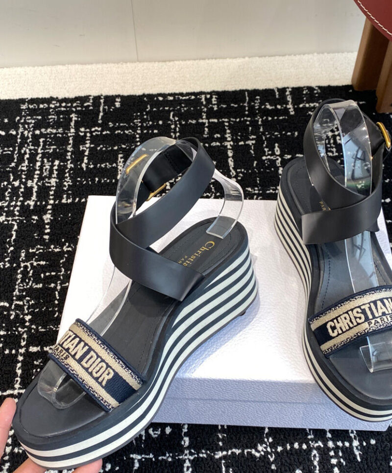 Christian Dior Women's Dway Wedge Sandal Dark Blue