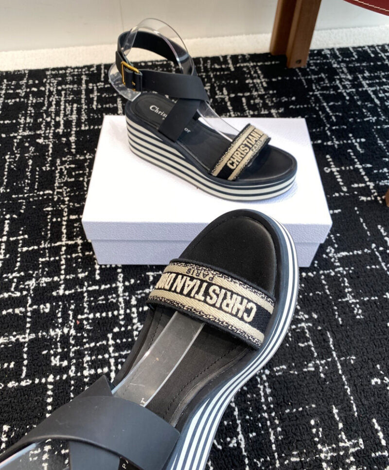 Christian Dior Women's Dway Wedge Sandal Dark Blue