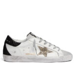 Golden Goose Women's Super-Star Sneakers With Gold Star And Glittery Heel Tab White