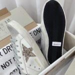 Golden Goose Women's Super-Star Sneakers With Gold Star And Glittery Heel Tab White