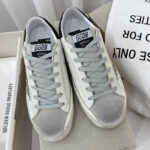 Golden Goose Women's Super-Star Sneakers With Gold Star And Glittery Heel Tab White