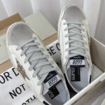 Golden Goose Women's Super-Star Sneakers With Gold Star And Glittery Heel Tab White
