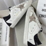 Golden Goose Women's Super-Star Sneakers With Gold Star And Glittery Heel Tab White