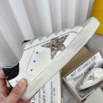 Golden Goose Women's Super-Star Sneakers With Gold Star And Glittery Heel Tab White