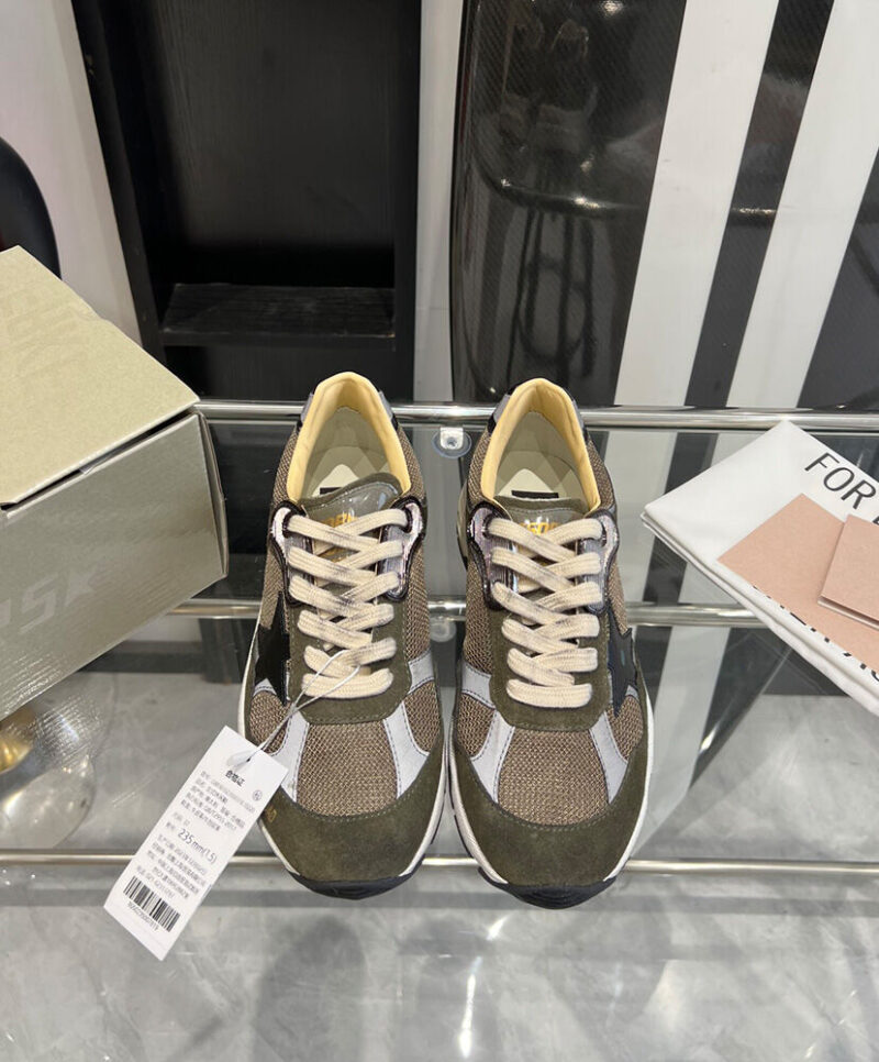 Golden Goose Women's Dad-Star In Suede And Mesh With Leather Star And Heel Tab Dark Green