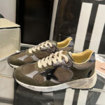 Golden Goose Women's Dad-Star In Suede And Mesh With Leather Star And Heel Tab Dark Green