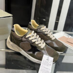 Golden Goose Women's Dad-Star In Suede And Mesh With Leather Star And Heel Tab Dark Green