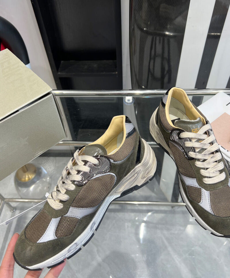Golden Goose Women's Dad-Star In Suede And Mesh With Leather Star And Heel Tab Dark Green