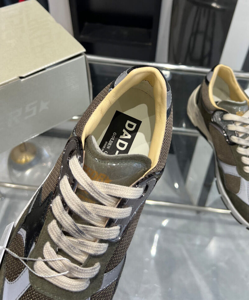 Golden Goose Women's Dad-Star In Suede And Mesh With Leather Star And Heel Tab Dark Green
