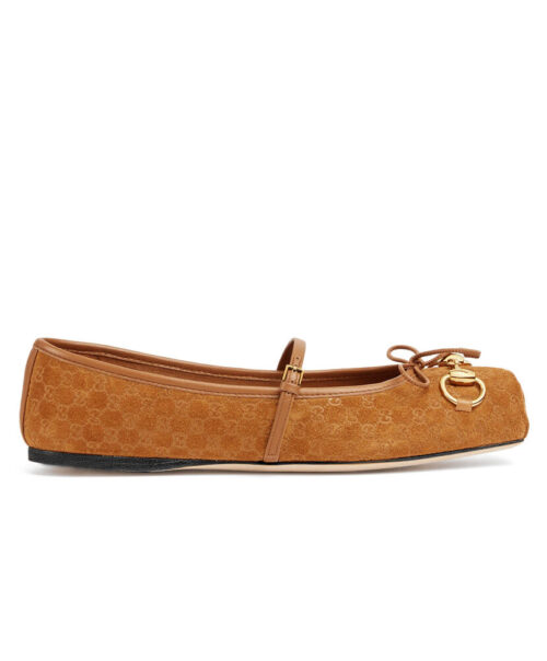 Gucci Women's Horsebit Ballet Flat 814413 Coffee