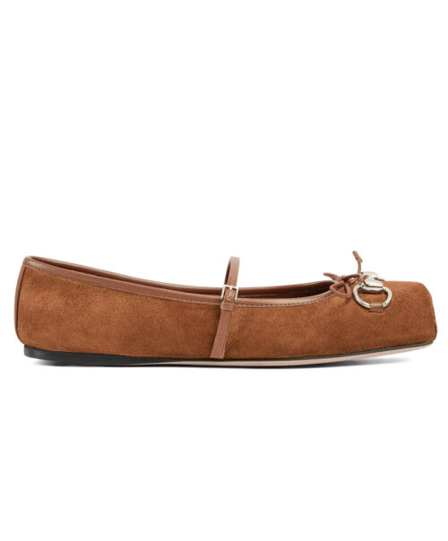 Gucci Women's Horsebit Ballet Flat 814414 Coffee