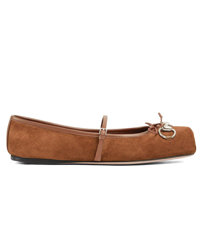 Gucci Women's Horsebit Ballet Flat 814414 Coffee