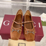 Gucci Women's Horsebit Ballet Flat 814414 Coffee