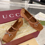 Gucci Women's Horsebit Ballet Flat 814414 Coffee