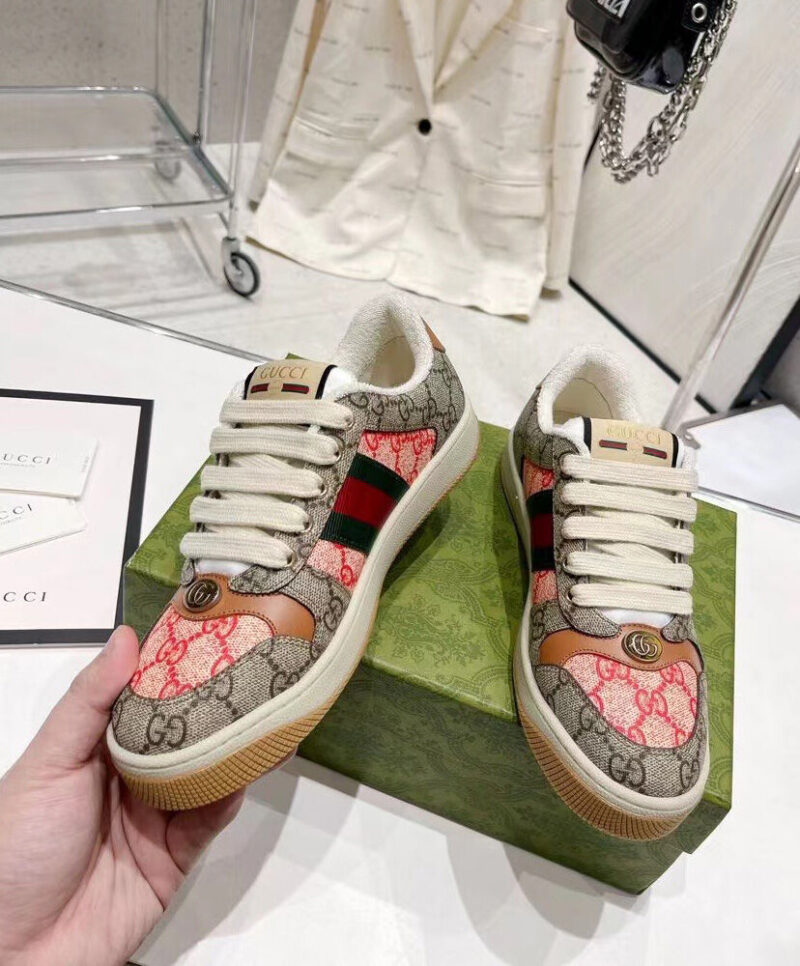 Gucci Unisex Lunar New Year Screener GG Sneaker 722618 Coffee