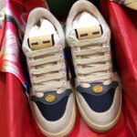 Gucci Unisex Mini GG Leather Screener Sneaker Dark Blue