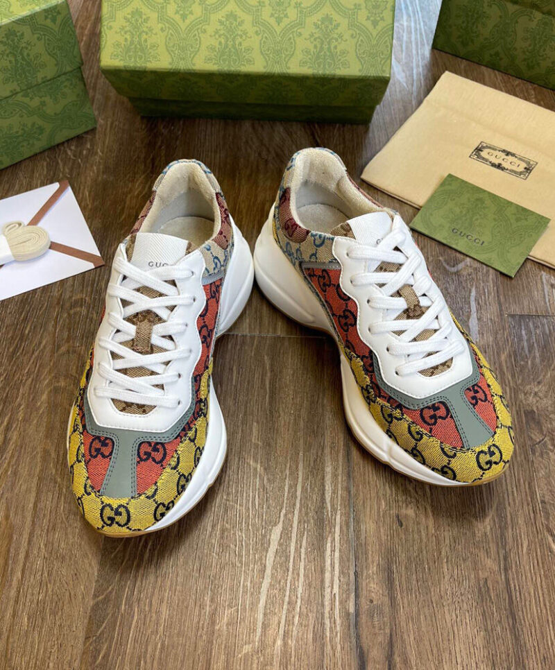 Gucci Unisex Rhyton GG Multicolor Sneaker Yellow