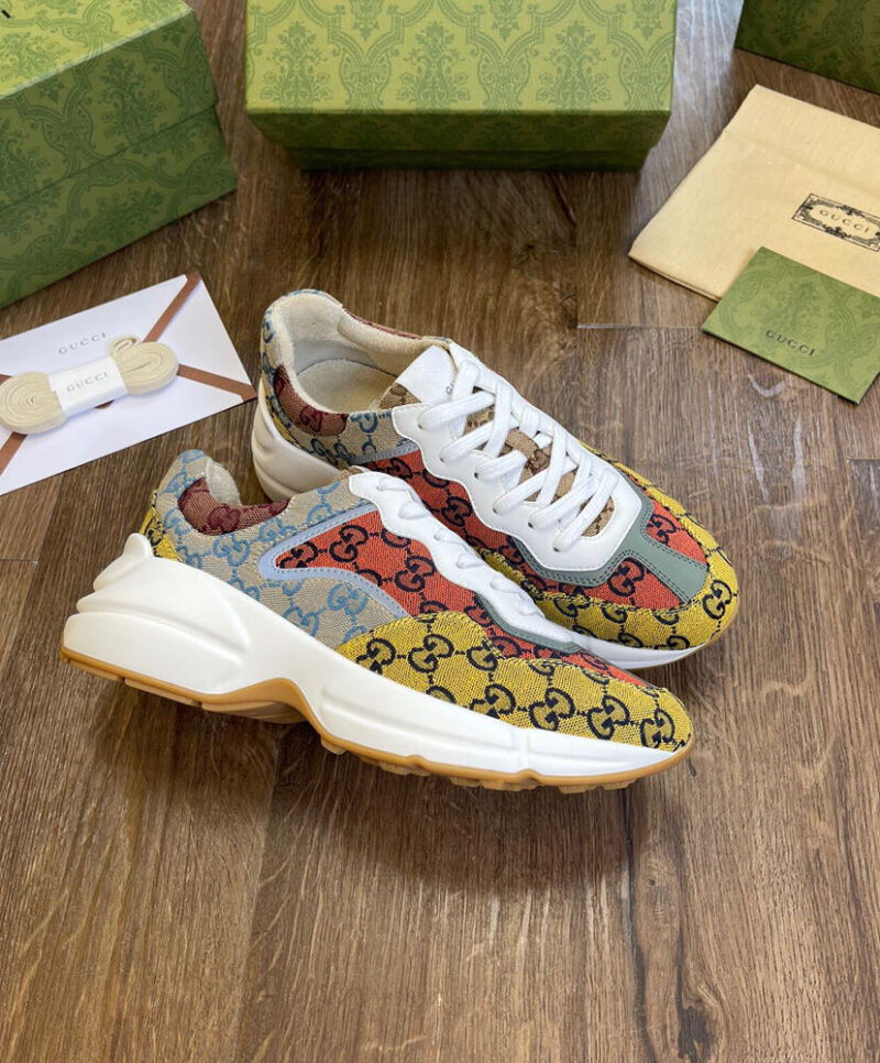 Gucci Unisex Rhyton GG Multicolor Sneaker Yellow