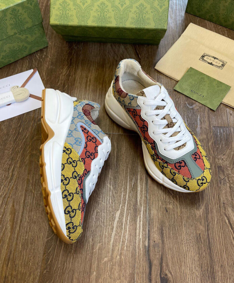 Gucci Unisex Rhyton GG Multicolor Sneaker Yellow
