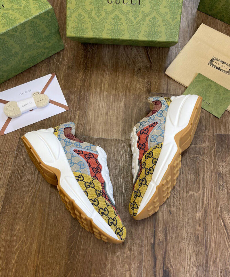 Gucci Unisex Rhyton GG Multicolor Sneaker Yellow