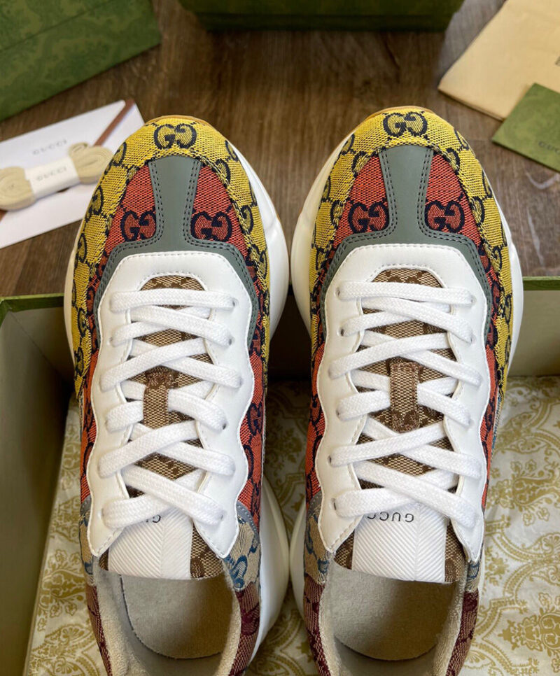 Gucci Unisex Rhyton GG Multicolor Sneaker Yellow